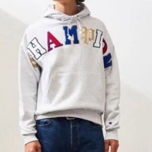 Champion Old English Hoodie Sweatshirt Men’s Medium Gray Reverse Weave Pullover